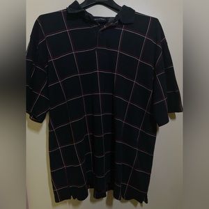 Puritan Mens XL Red Black White Striped Checkered Polo